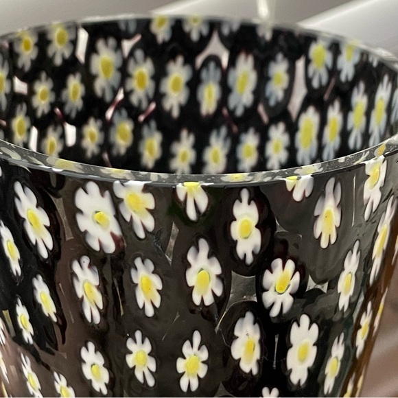 Vintage Murano? glass millefiori daisy vase black amethyst 6.25” - Picture 7 of 16